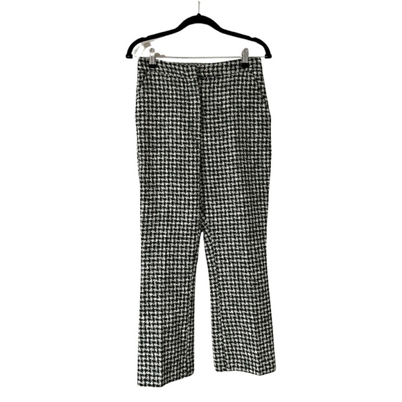 NWT ZARA High Waist Mini Flare Plaid Green Trousers Sz M - Picture 2 of 6